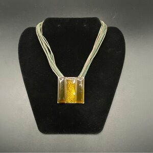 LBMDJ Enameled Green Corded Necklace Boho Style